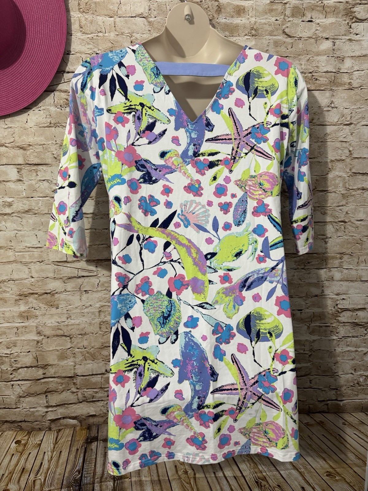 Ana Clare 3/4 Sleeve Colorful Koi Fish Print Dress Women’s XL – EUC