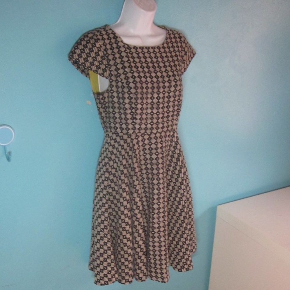 Anthropologie Maeve Womens Size 0 Fit / Flare Dress Black & White Casual Dressy
