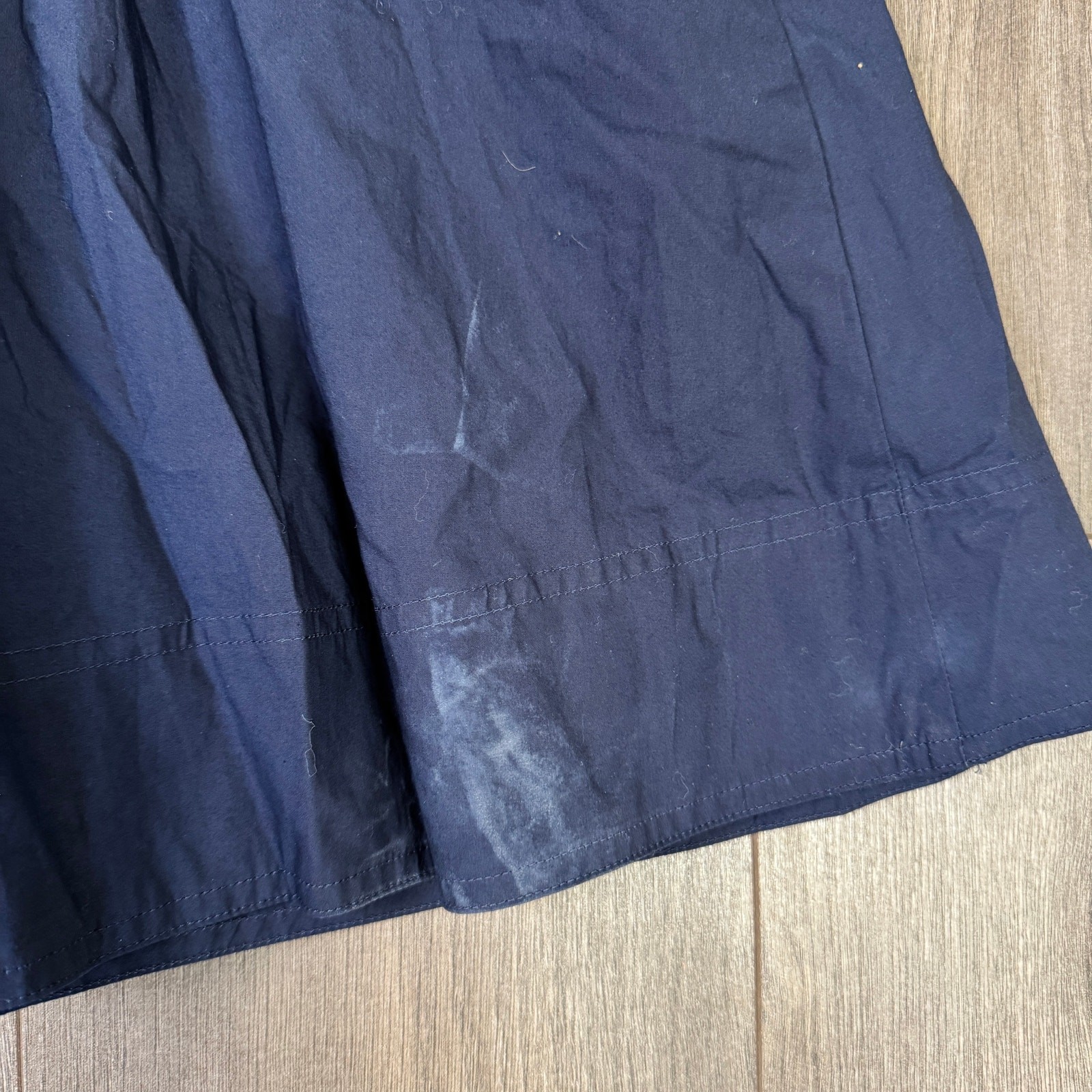 J.Crew Elena Mini Shirt Dress WMNS 10 Tall Navy Blue Cotton Poplin Smocked Waist
