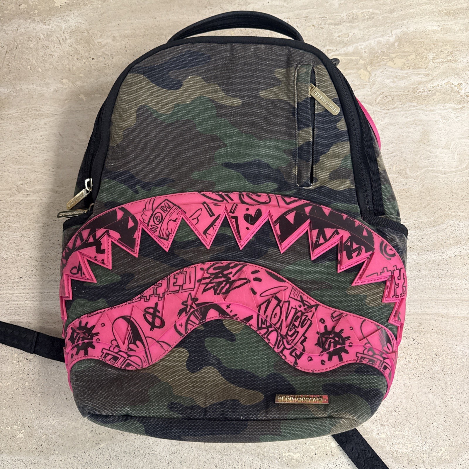 Sprayground RARE Drop Zone Limited Edition W Gold Ticket Camo W Pink Backpack
