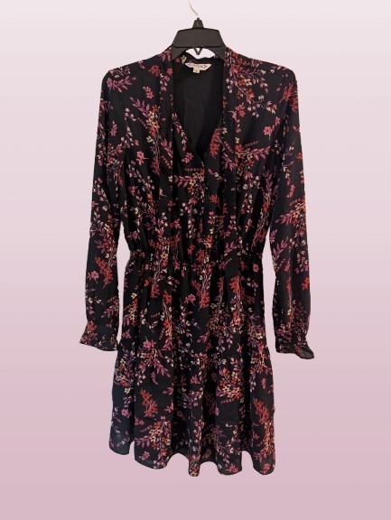Nanette Lepore Black Floral Long-Sleeve Dress Women’s