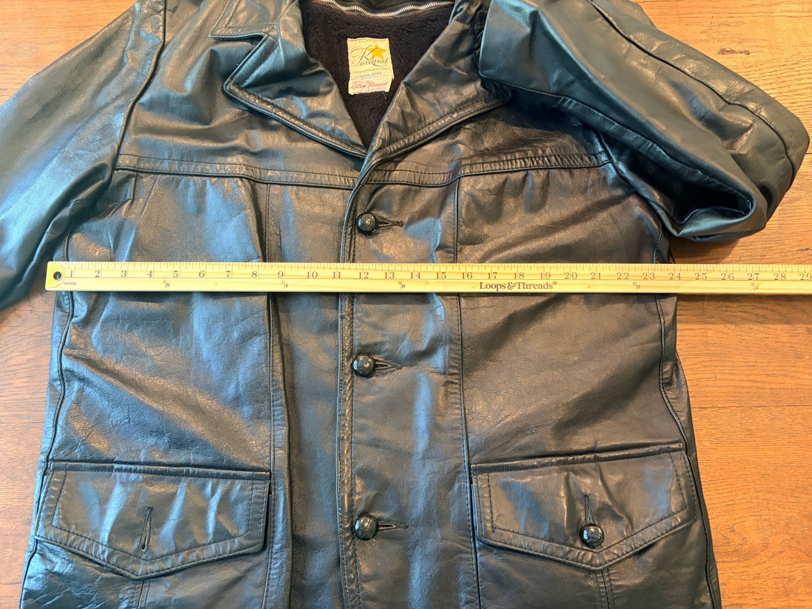 Vintage Kurland Star Sportswear Men’s Black Leather Jacket Size 48. Retro/USA