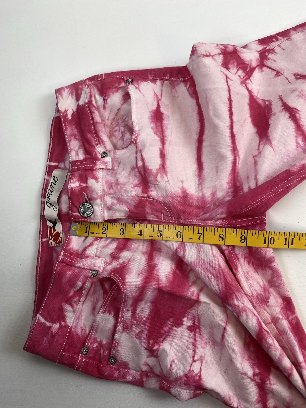 Grane Junior Tie-Dye Pink & White Jeans Zipper at Bottom Low-Rise Size 9