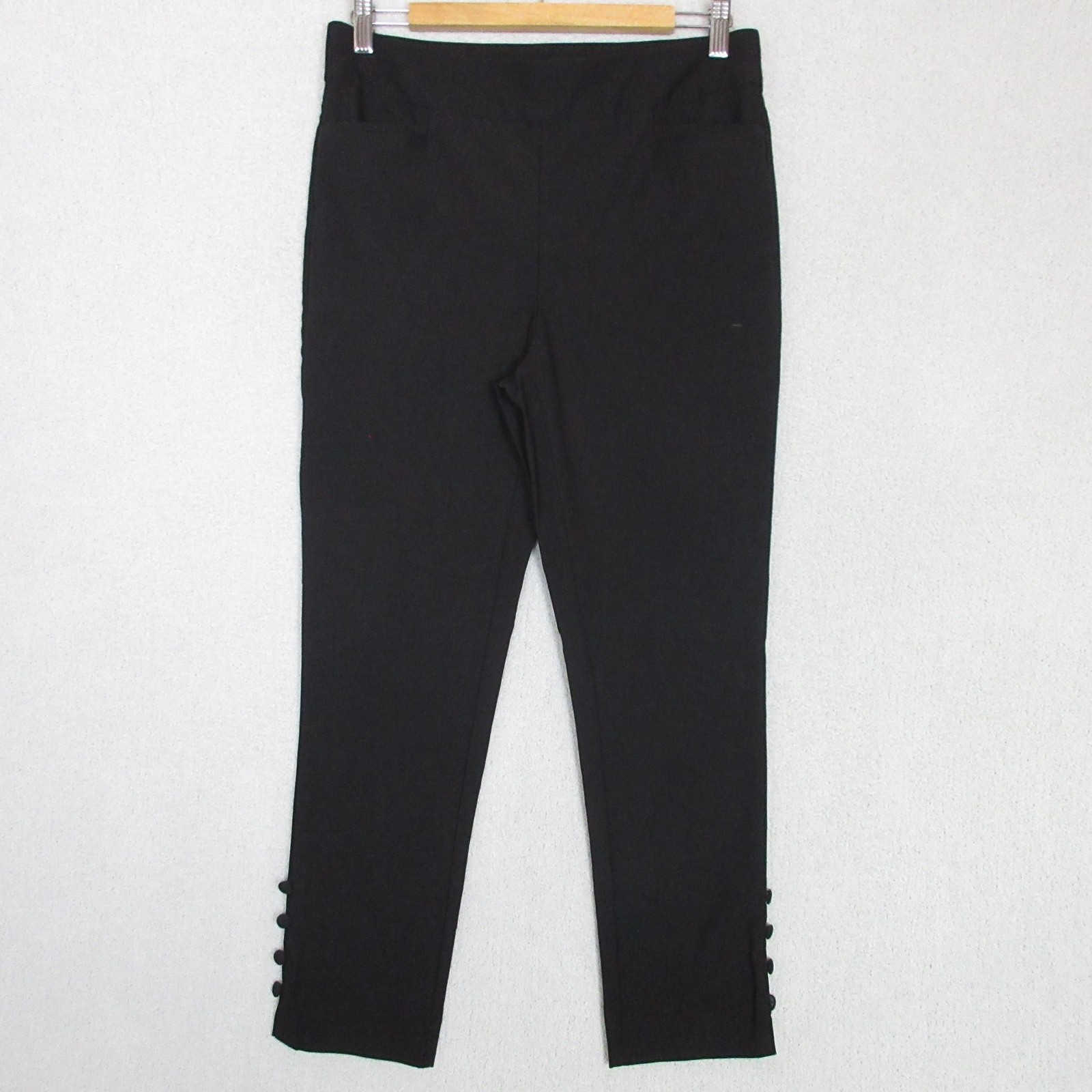 Chicos Pants Womens 6 Black Slim Ankle Stretch Button Cuff Rayon Nylon Spandex