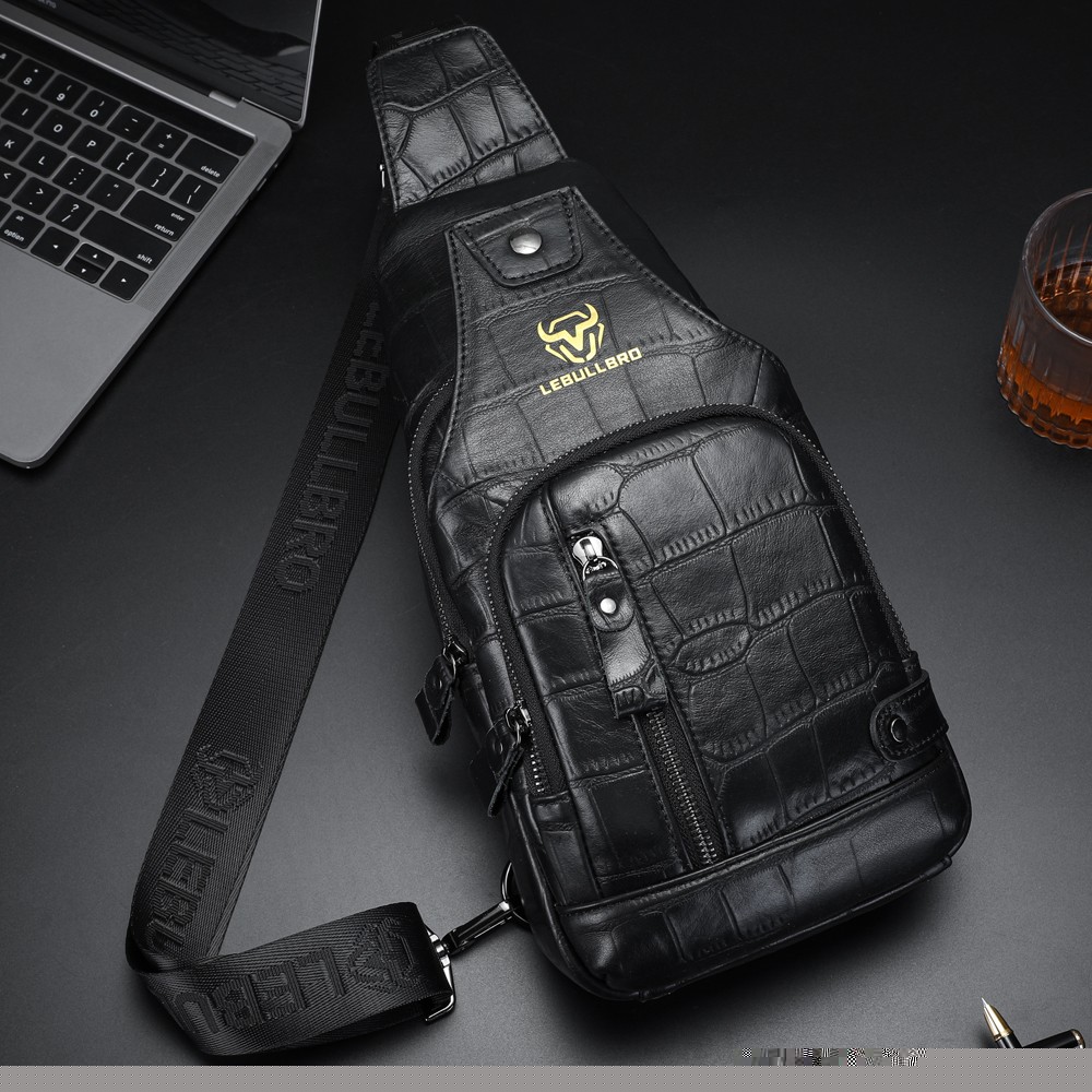 Sling Backpack Men Chest bag Crossbody Bag Shoulder Bag 100% Genuine Leather New