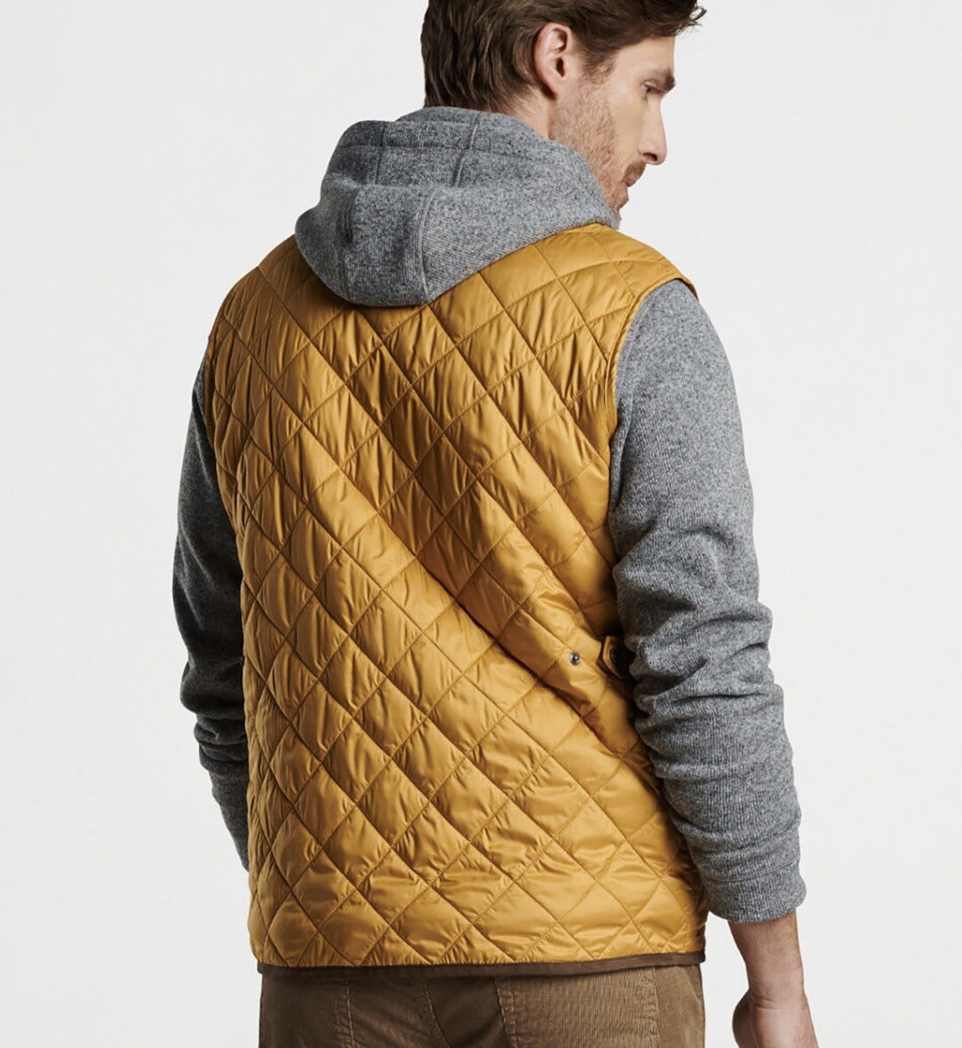 Peter Millar Crown Essex Full Zip Quilted Puffer Vest Jacket Dijon Medium $230
