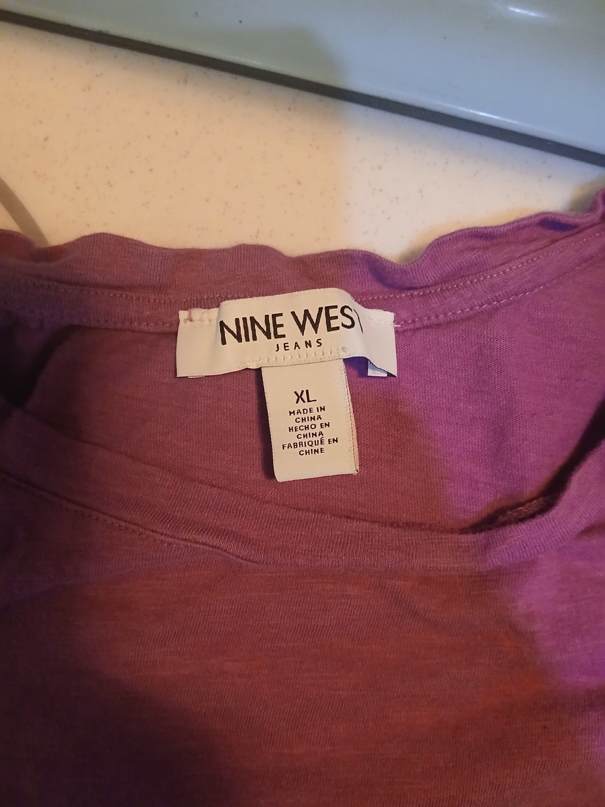 Nine West Women’s Purple Solid Scoop Neck Short Sleeve Pullover Top XL