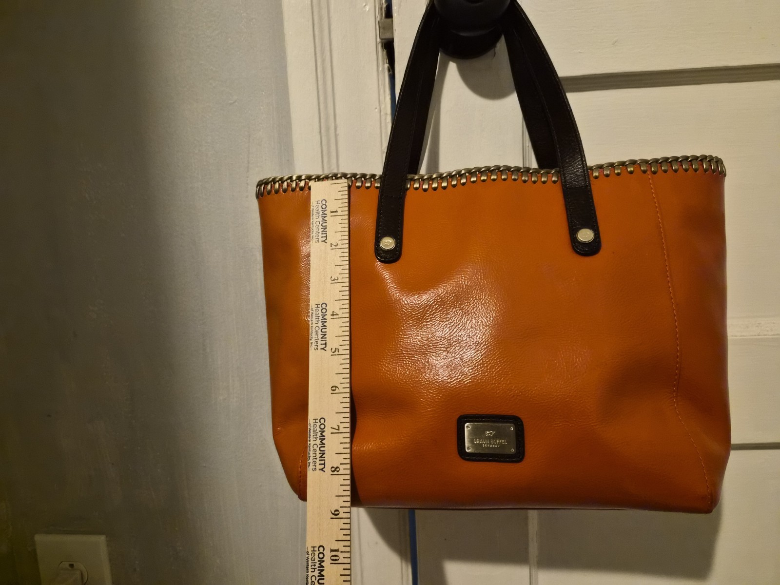Braun Buffel Brown Pebbled Tote Double Handles Zip Top Gold Hardware Lined