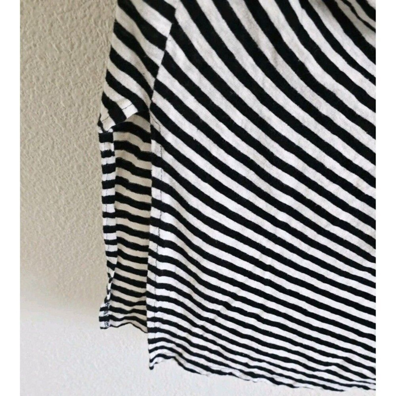 All Saints Tina T-Shirt Dress Size L Stripe Black Sleeveless Side-Slits Cotton