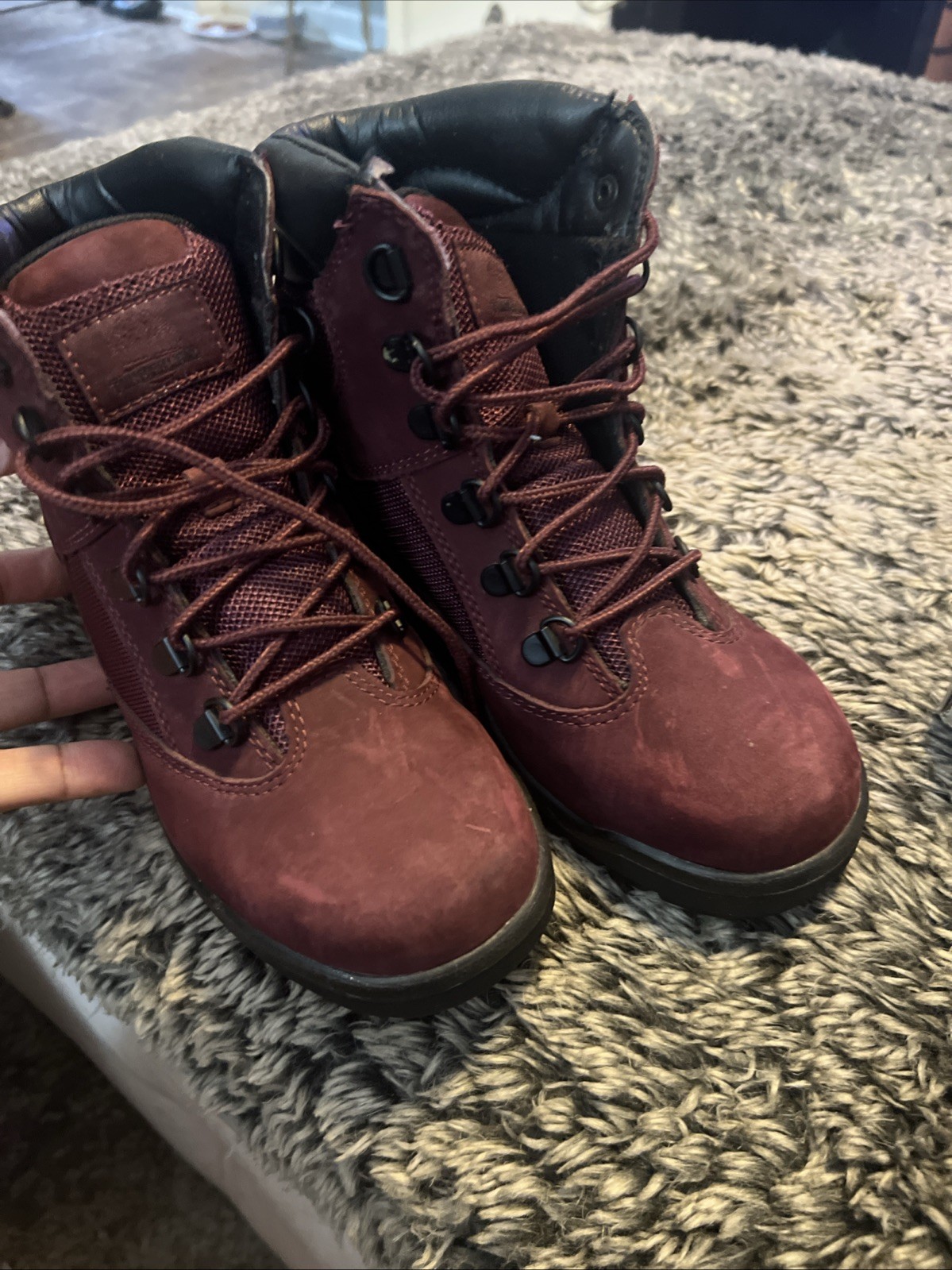 Timberland 6-Inch Waterproof Field Boot Burgundy Nubuck Men’s Boots Size 4.5