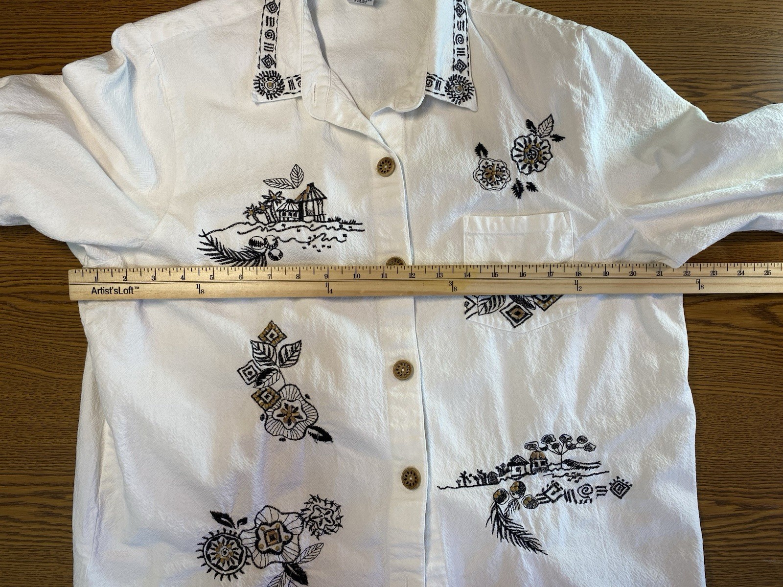Graff by UM Company Shirt Women’s Size Large Embroidered Beads Tropical Vacation