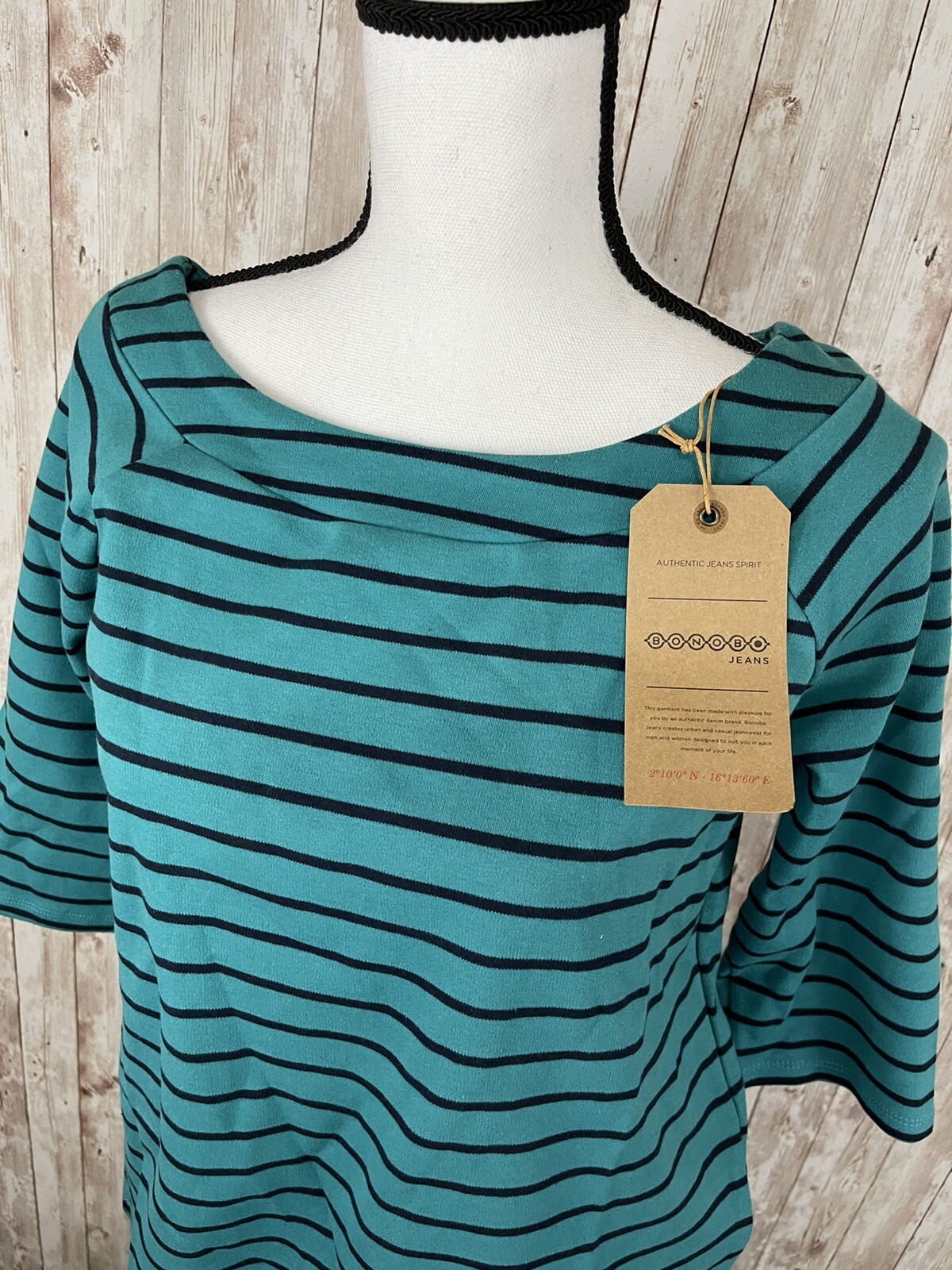 Bonobo Shirt Womens Small Blouse Blue Striped Sweater Pullover N136