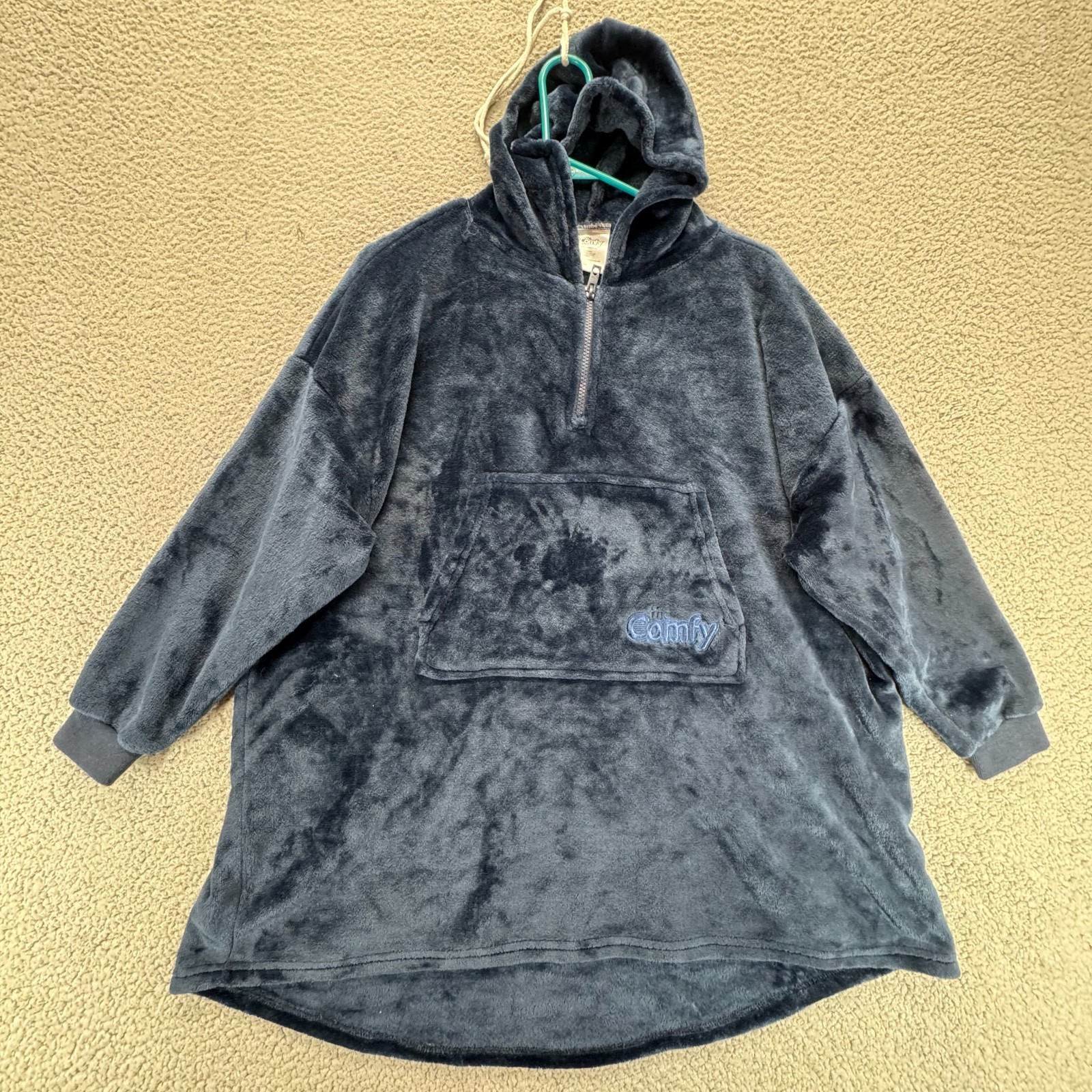 The Comfy Womens Dream Lite Quarter-Zip Wearable Blanket Sweatshirt Blue Size OS