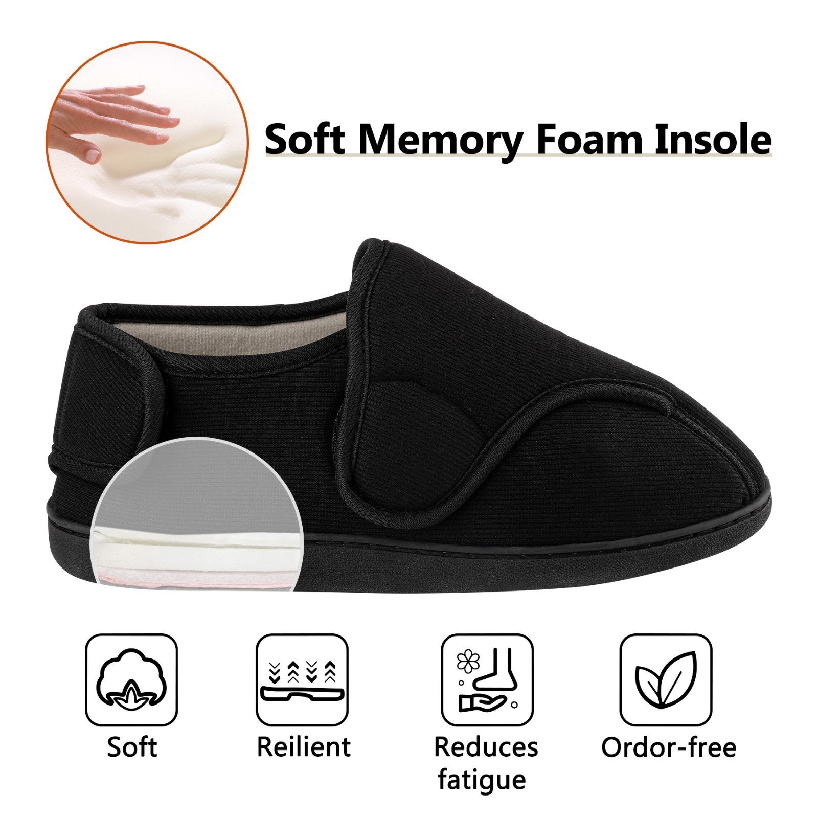 Men’s Wide Width Slippers House Shoes for Swollen Feet Edema Arthritis Elderly