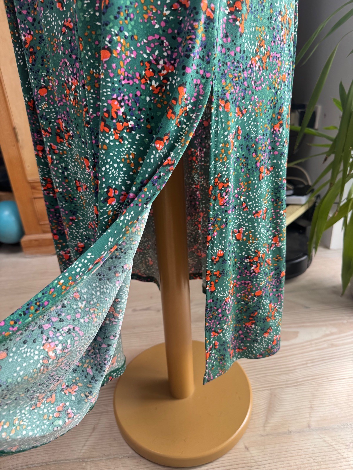 New!! Fabulous OASIS Green & Multicoloured Silky Jersey Midi DRESS, Large *6