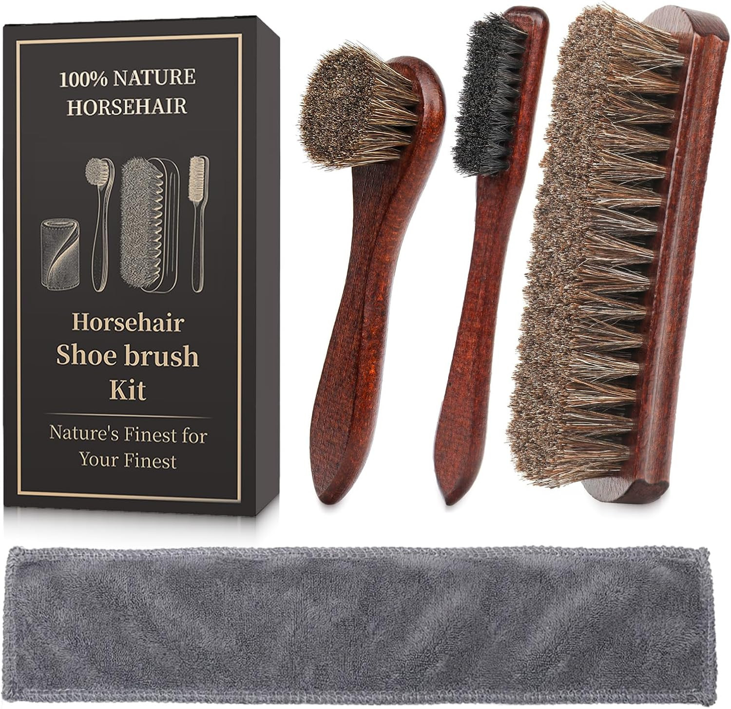 4PCS 100% Horse Hair Brush for Leather Shoe Brush Cleaning Boot Care Horse Hair
