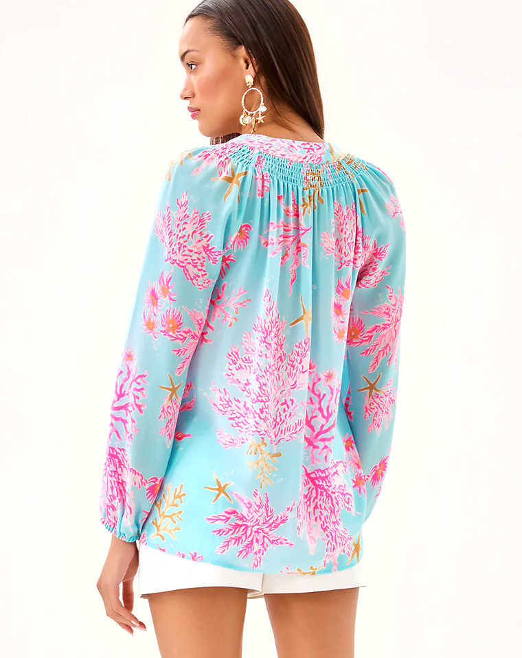 NWT LILLY PULITZER ELSA SILK TOP SIZE X-LARGE *ROYAL CORAL* MULTI