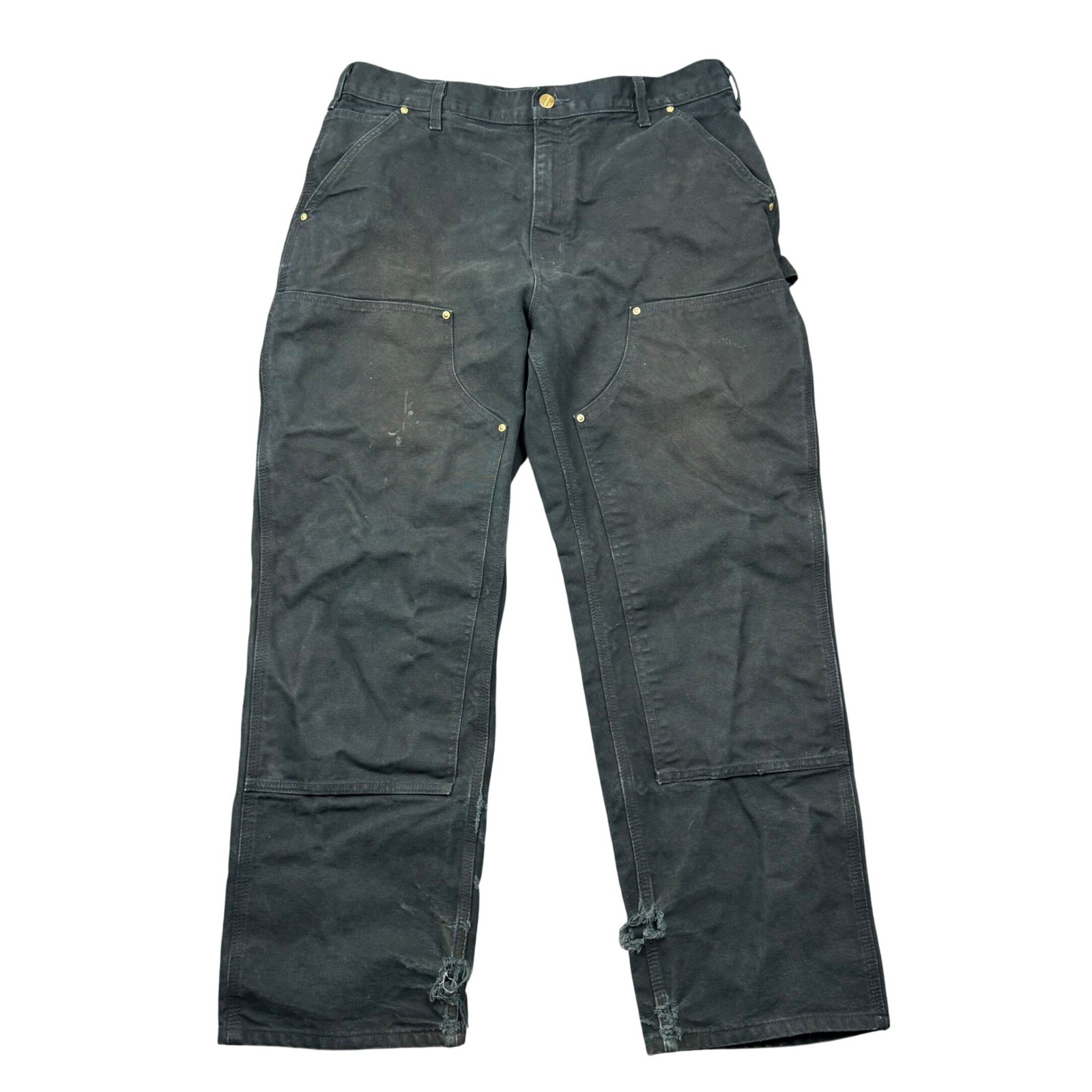 Carhartt Double Knee Pants Men 36×30 (33×29) Black B01 BLK Loose Fit Union Made