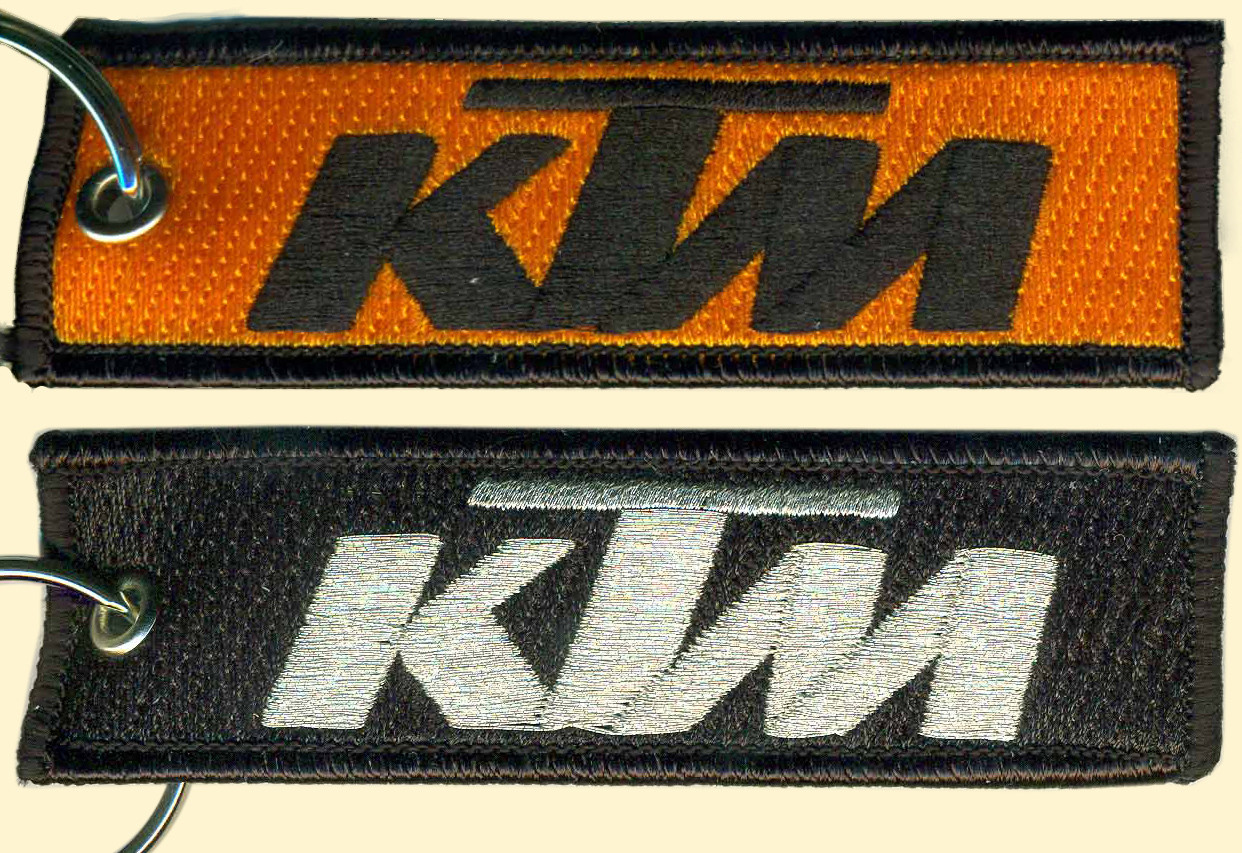 KTM embroidered key chain, for motorcycles, dirt bikes, Orange, Black, Silver