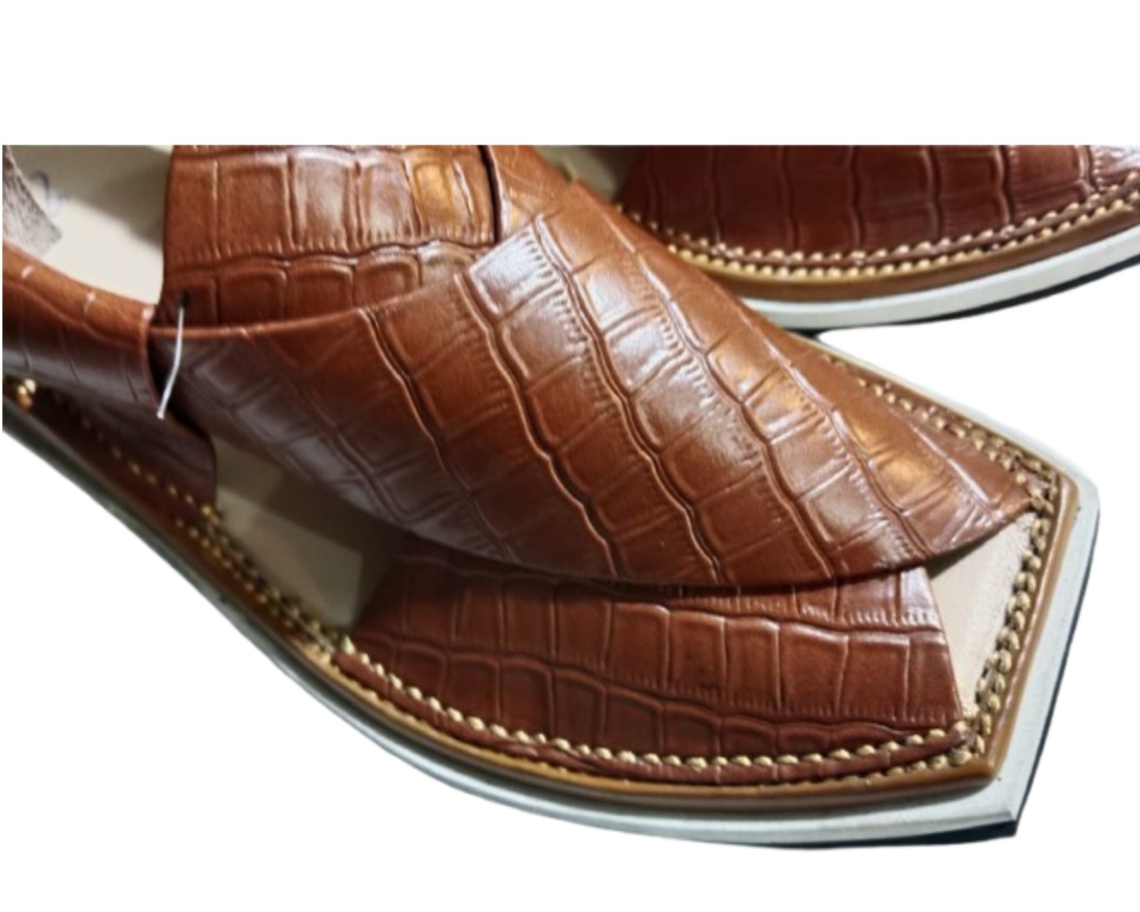 Mens Handmade Peshawari Chappal Crocodile Brown UK 7 8 9 10 11 12