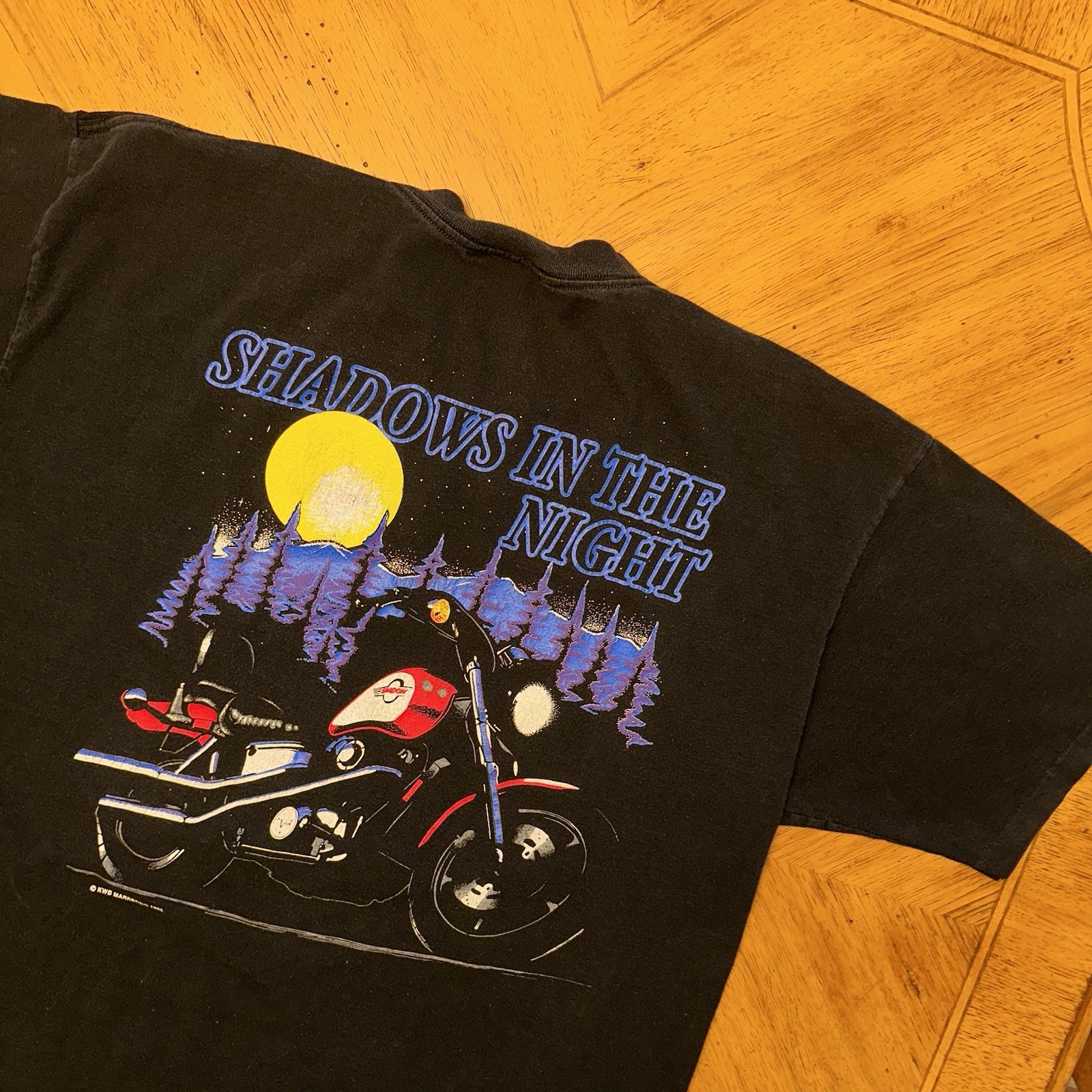 Vintage Shadows In The Night Turn One Motorcycle TShirt XL Biker 1993 90s USA