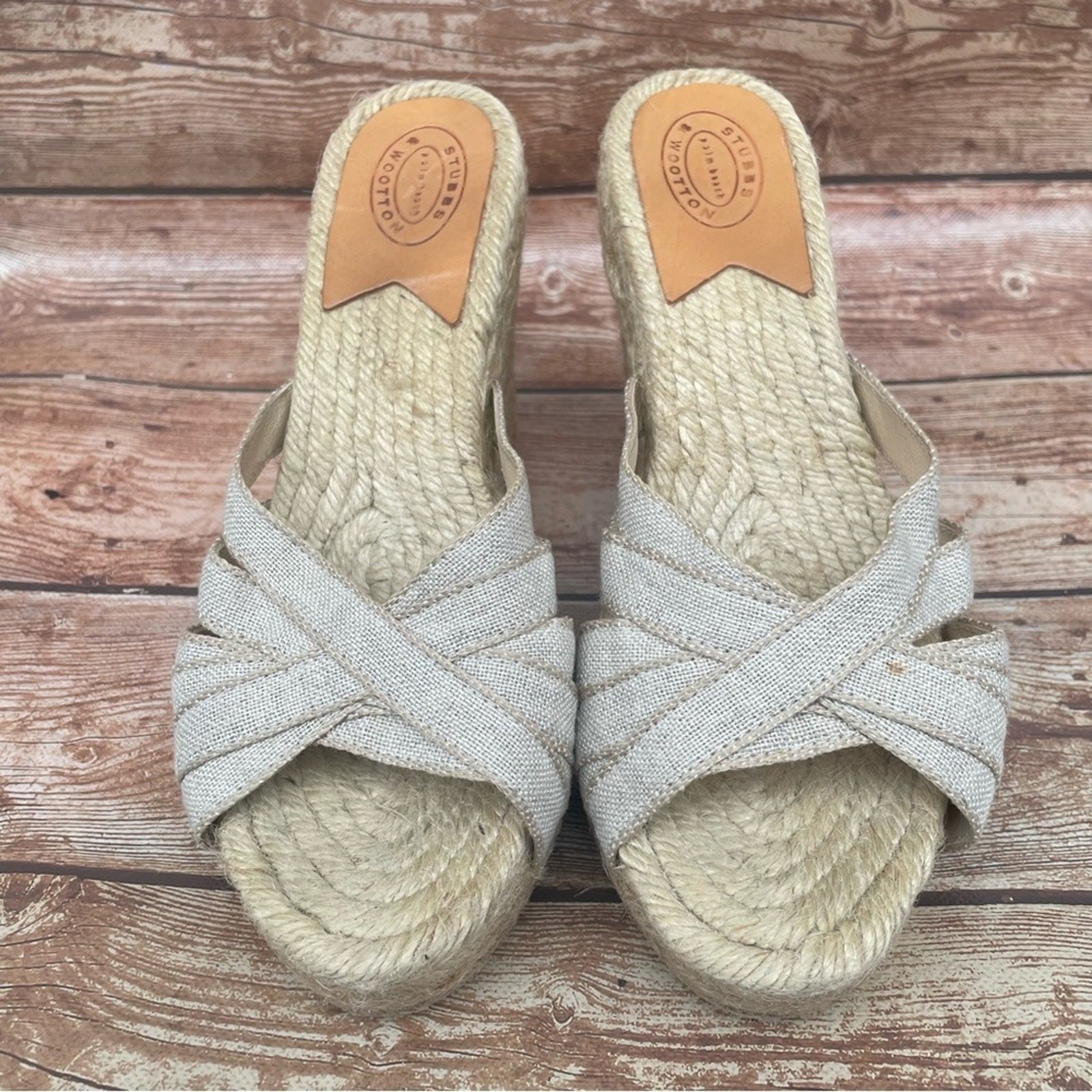 Stubbs & Wootten Crema Grace Grosgrain RibbonEspadrille Wedge Sandals Cream 38