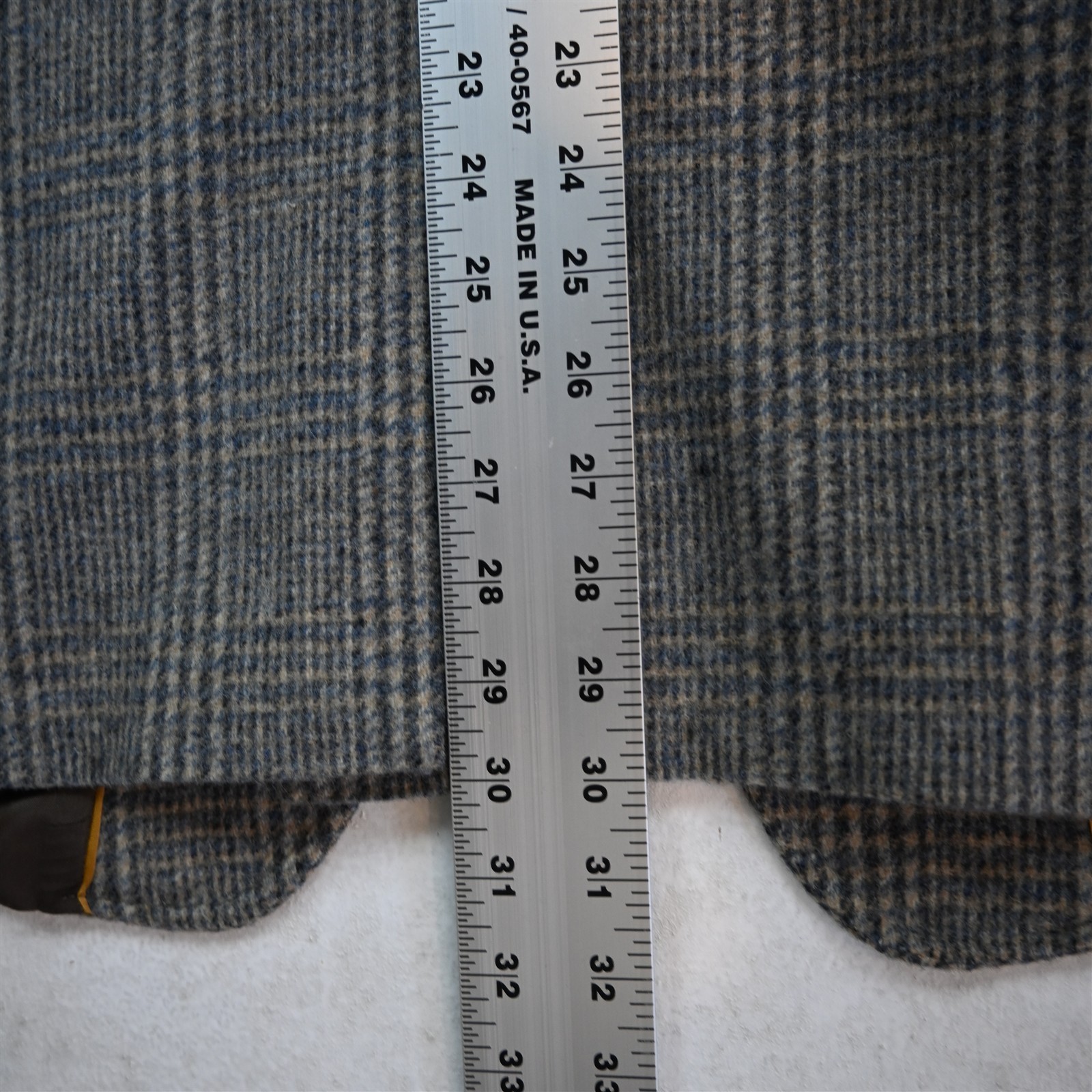 Vtg USA 40R Beige Gray Glenn Check Flannel Wool Mens Blazer Jacket Sport Coat