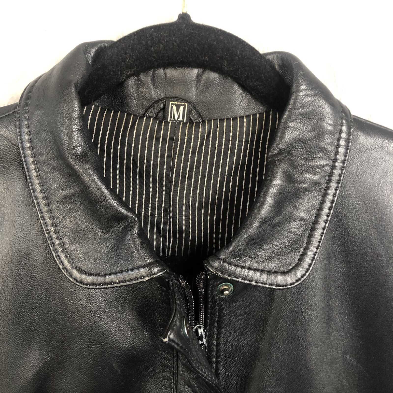 Black Leather Jacket Womens Medium Moto Biker Goth Motorcycle Punk Rock