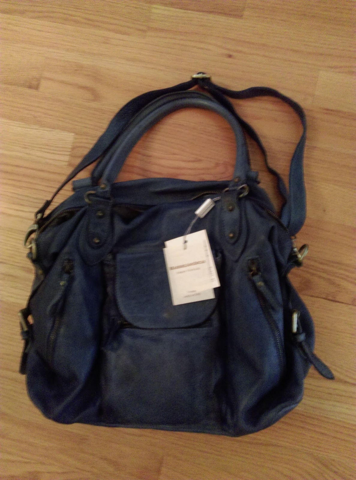 MASSIMILIANO INCAS ITALIAN DESIGNER LEATHER LARGE BAG BLUE NWT $750