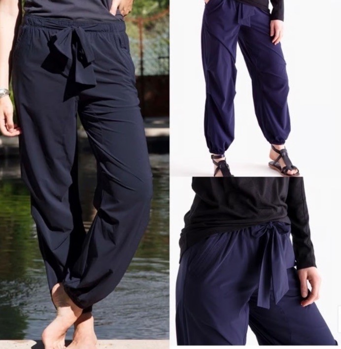 Paskho Women’s Serene Ultra Comfortable Jogger Pant, Tie Waist, Navy Blue, Small