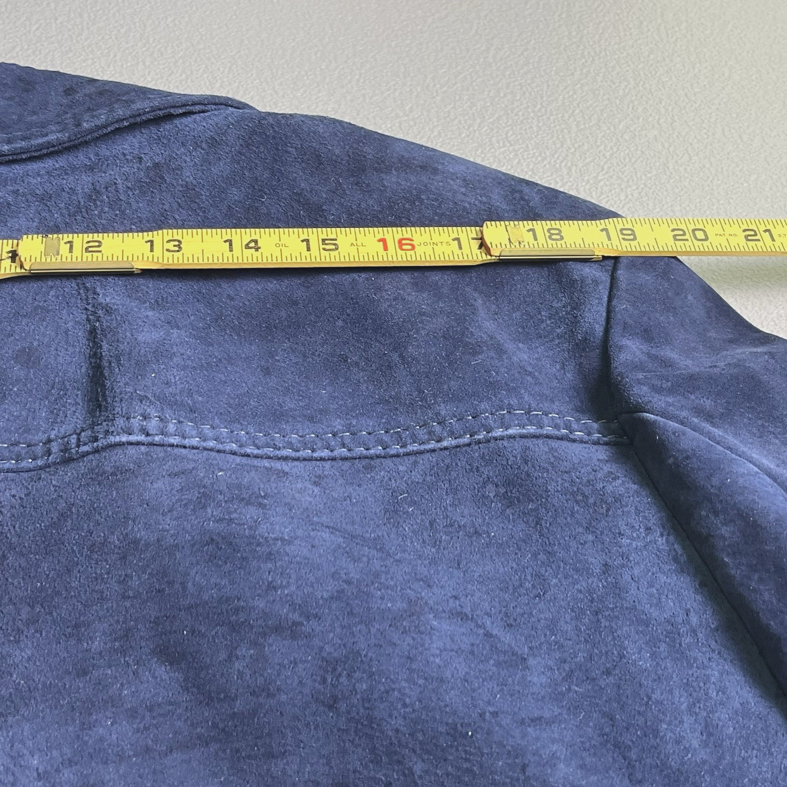 Vintage 60s 70s Men’s Cresco Blue Suede Leather Jacket Size 46 Chore Coat Safari