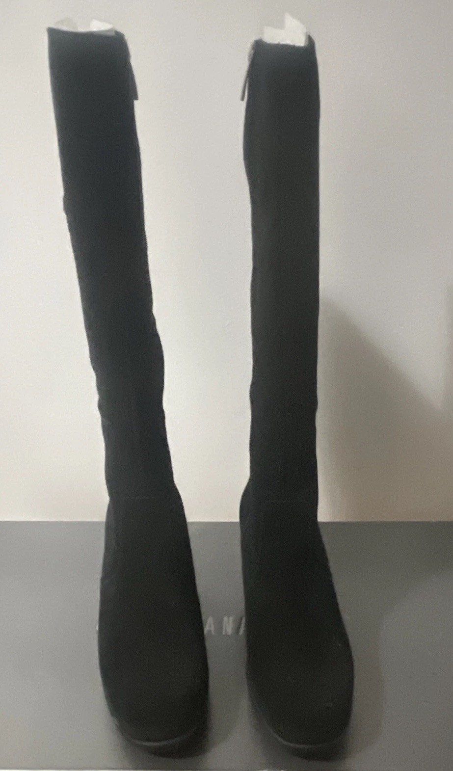 La Canadienne Grace Black Suede Knee High Zip Boots Waterproof US 7.5 EU 38