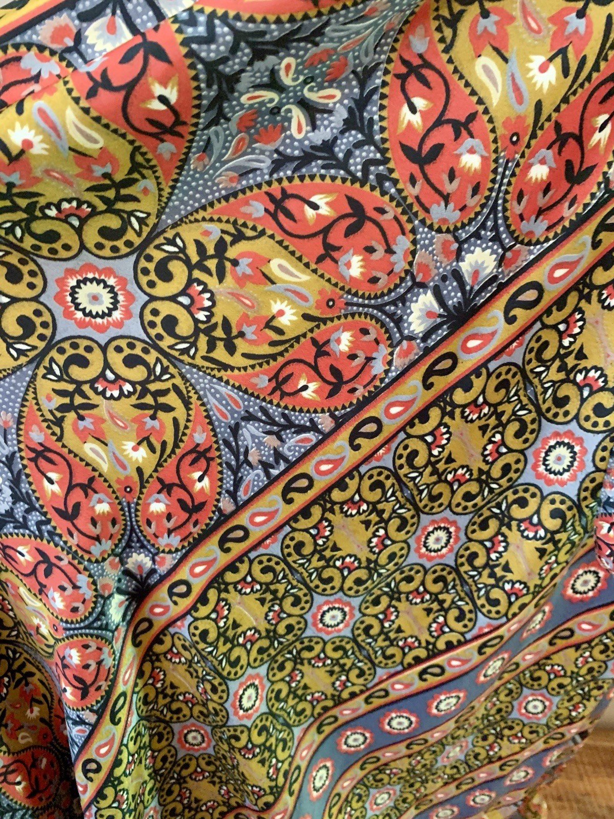 Boho Patchwork Maxi Dress Earth Tone Ruffle Festival Medium Soft Fabric