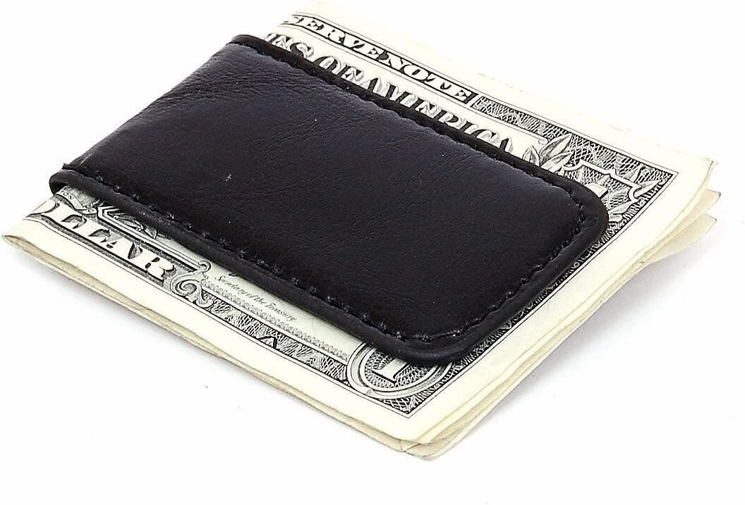 Black Leather Magnetic Money Clip