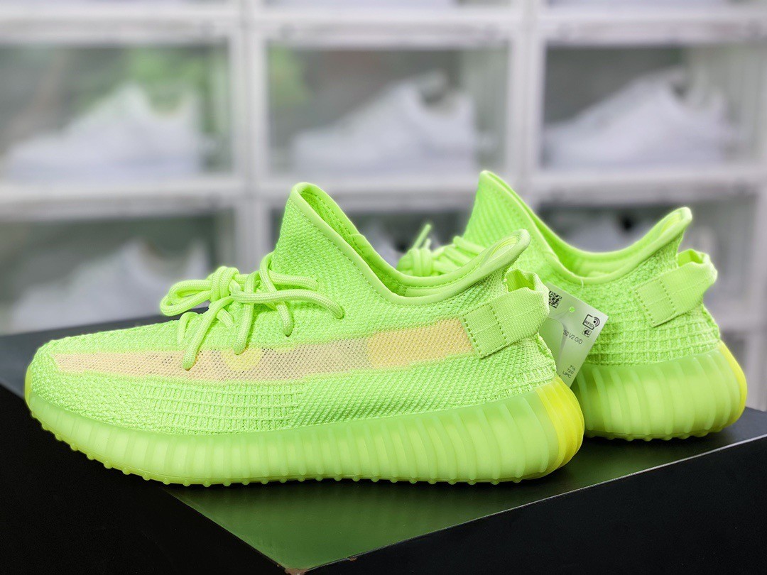 Adidas Yeezy Boost 350 V2 Glow in the Dark GID Neon Green Men’s Women’s Sneakers