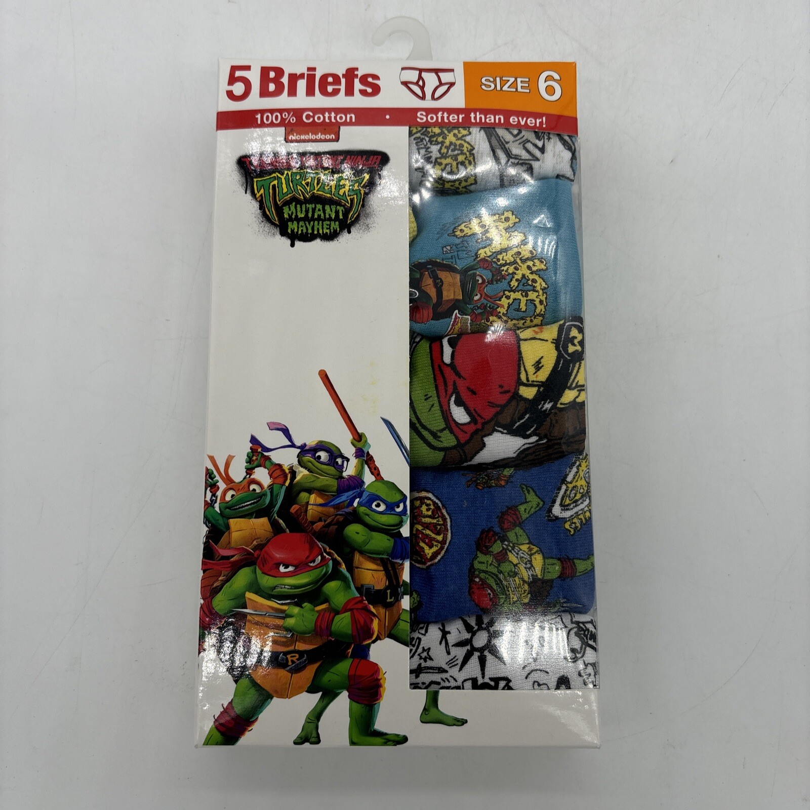 Teenage Mutant Ninja Turtles 5 Pack Boys Briefs Size 6 100% Cotton NEW