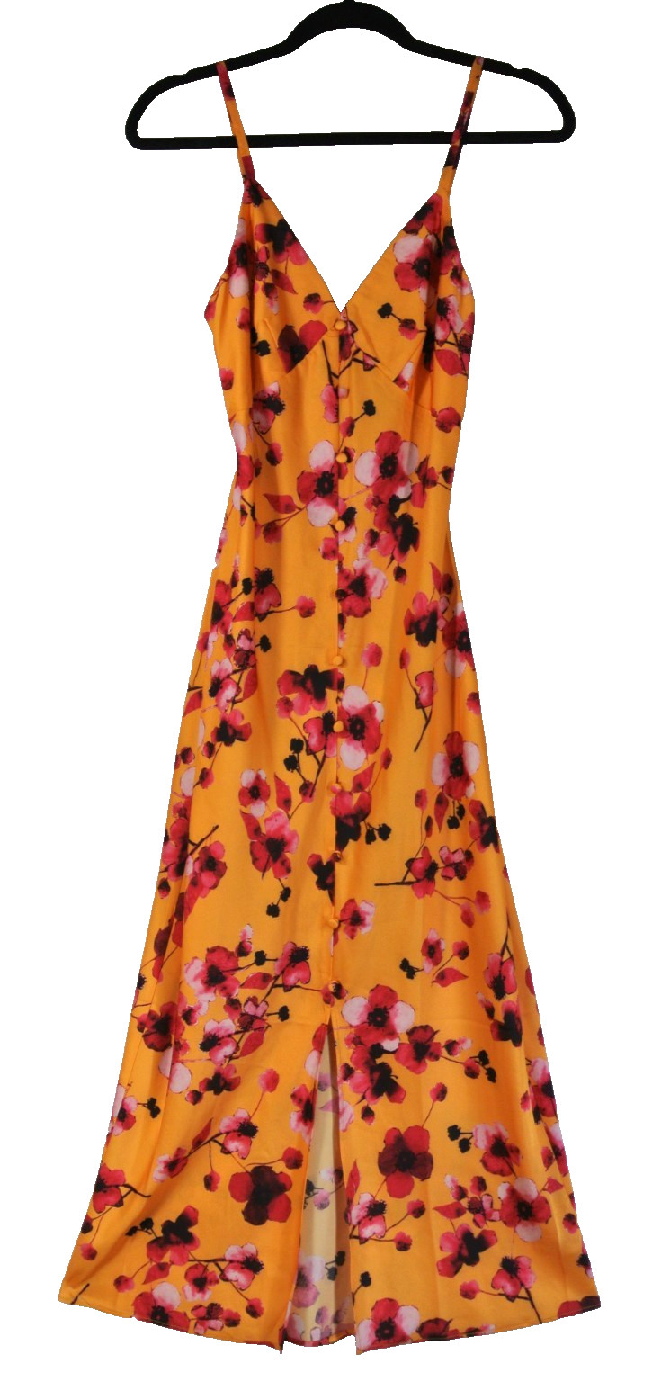 New, Hutch Anthropologie Liddy Multi Mustard Floral Slip Dress Size S #MD1384
