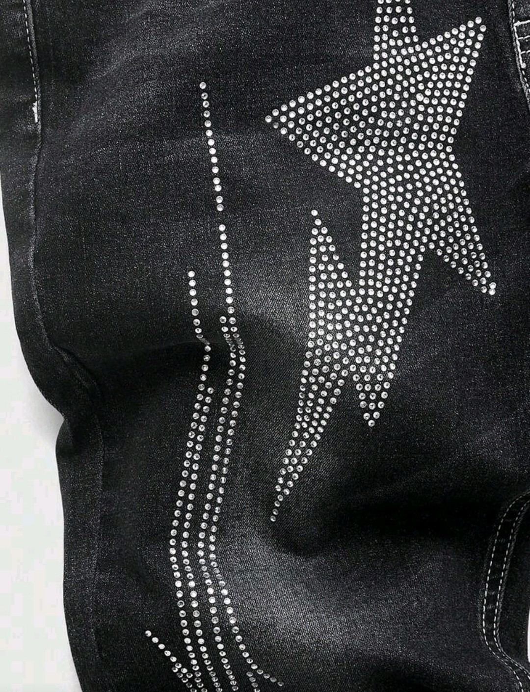 New Men Luxury Jeans Diamond Stars Rhinestones Black Denim Trousers High Quality