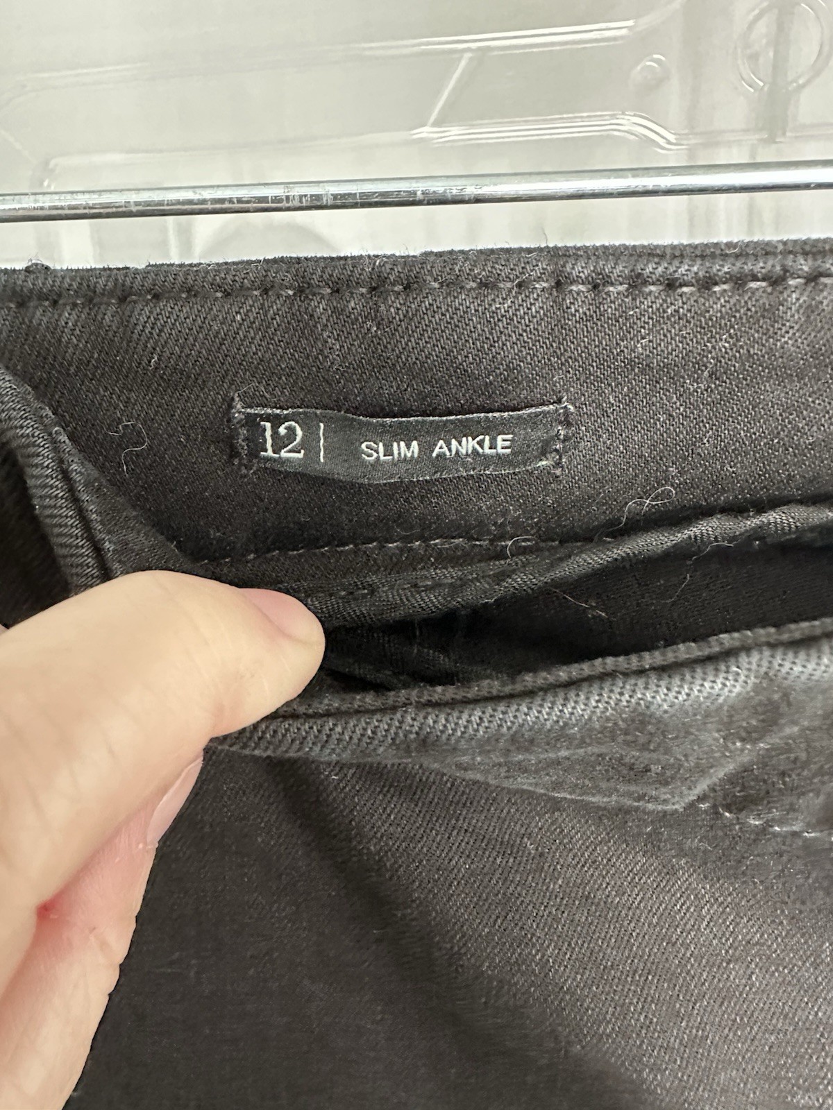 Talbots Slim Ankle Pants 12 Black Denim Side Zip Stretch Office Academia Preppy
