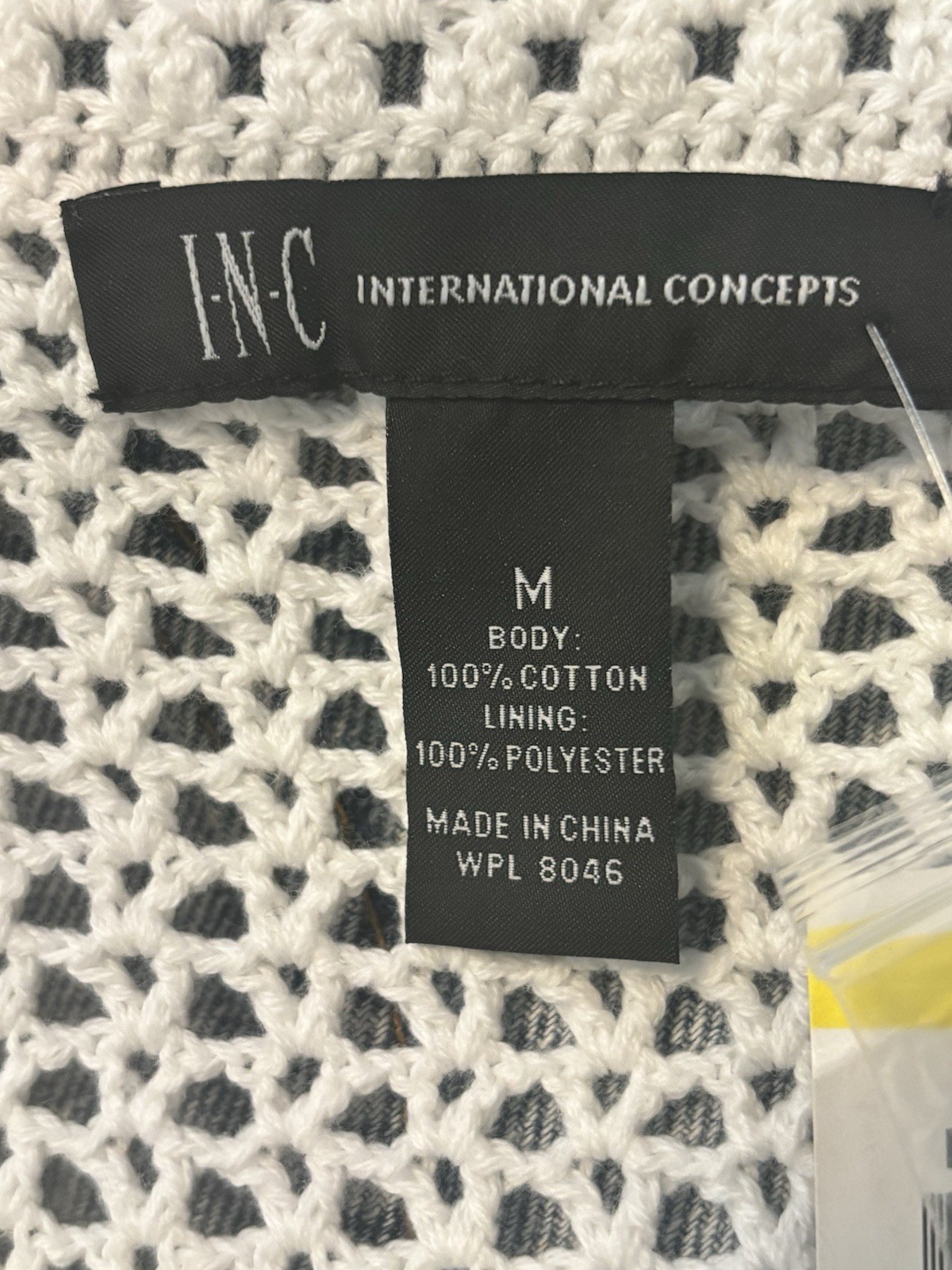 INC International Concepts White Crochet Fit & Flare Dress Round Neck Cap Sleev…