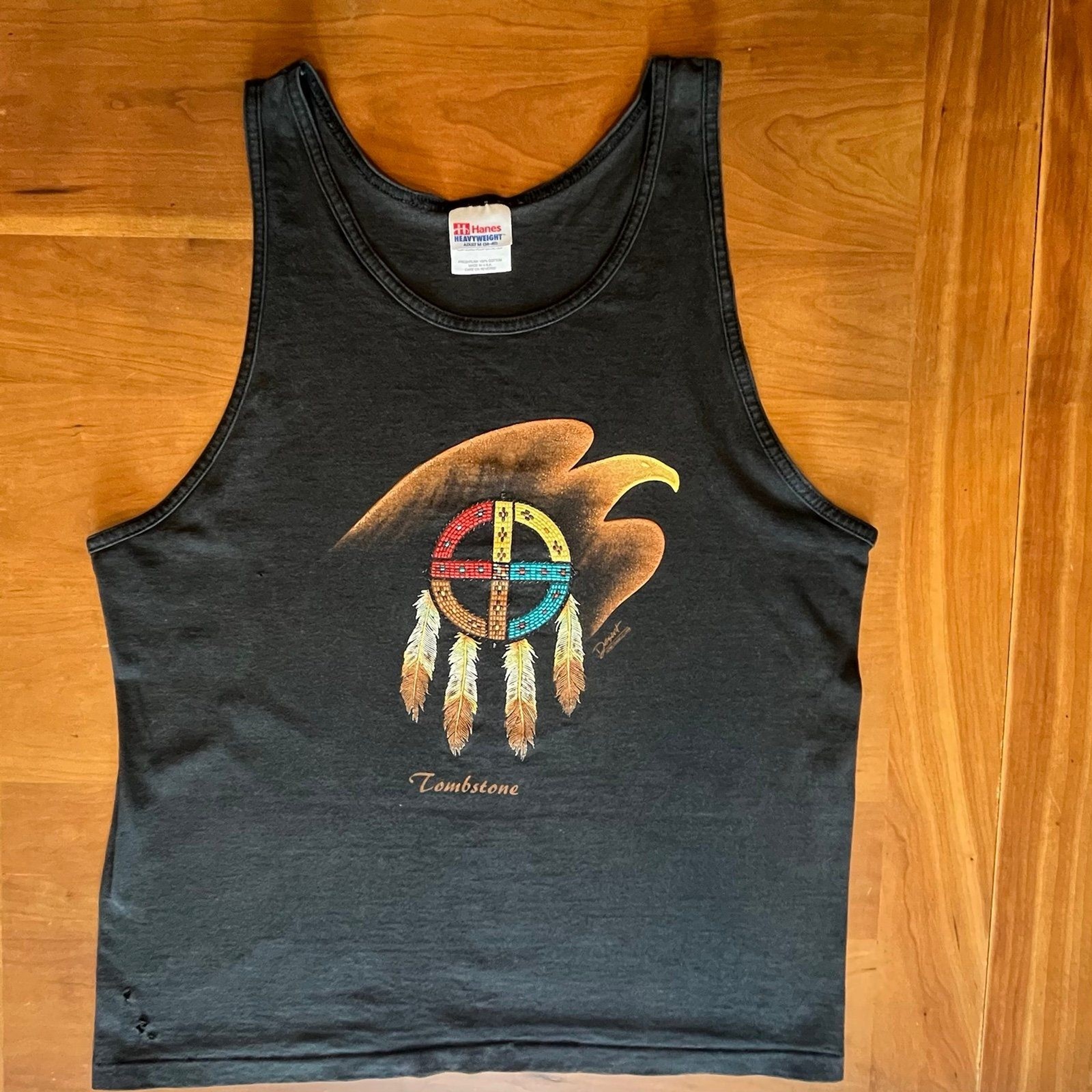 Vintage 1998 Tombstone AZ Medicine Wheel Eagle Tank Top-Desert Impressions Med.