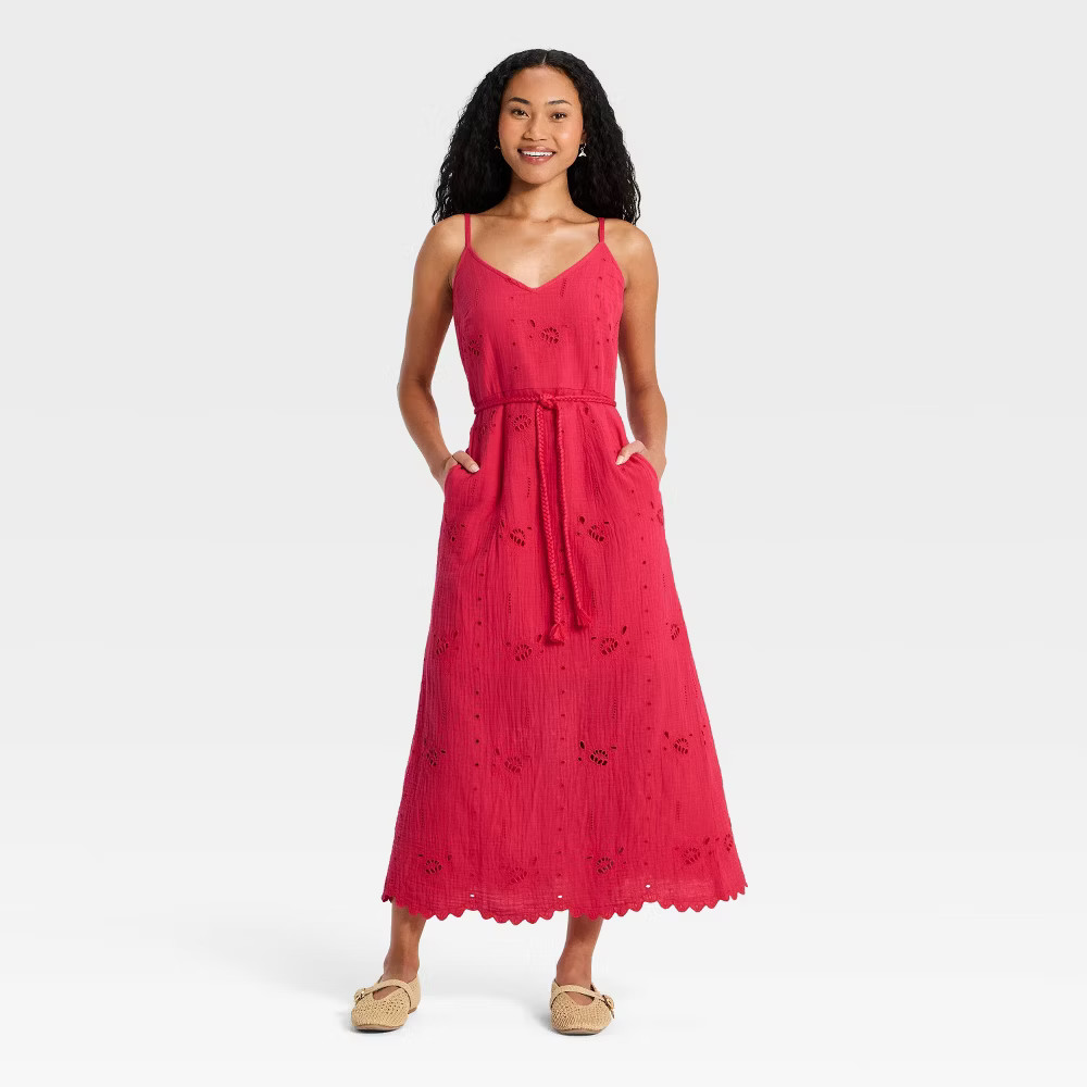 Women Crafted Midi Sundress – Universal Thread Red M