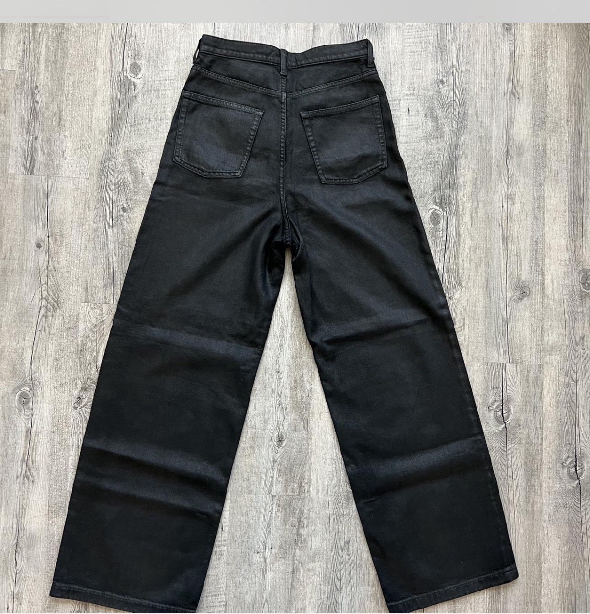 COS Women’s Black Dark Wash Low-Rise Wide-Leg Button Fly 5-Pocket Jeans 28