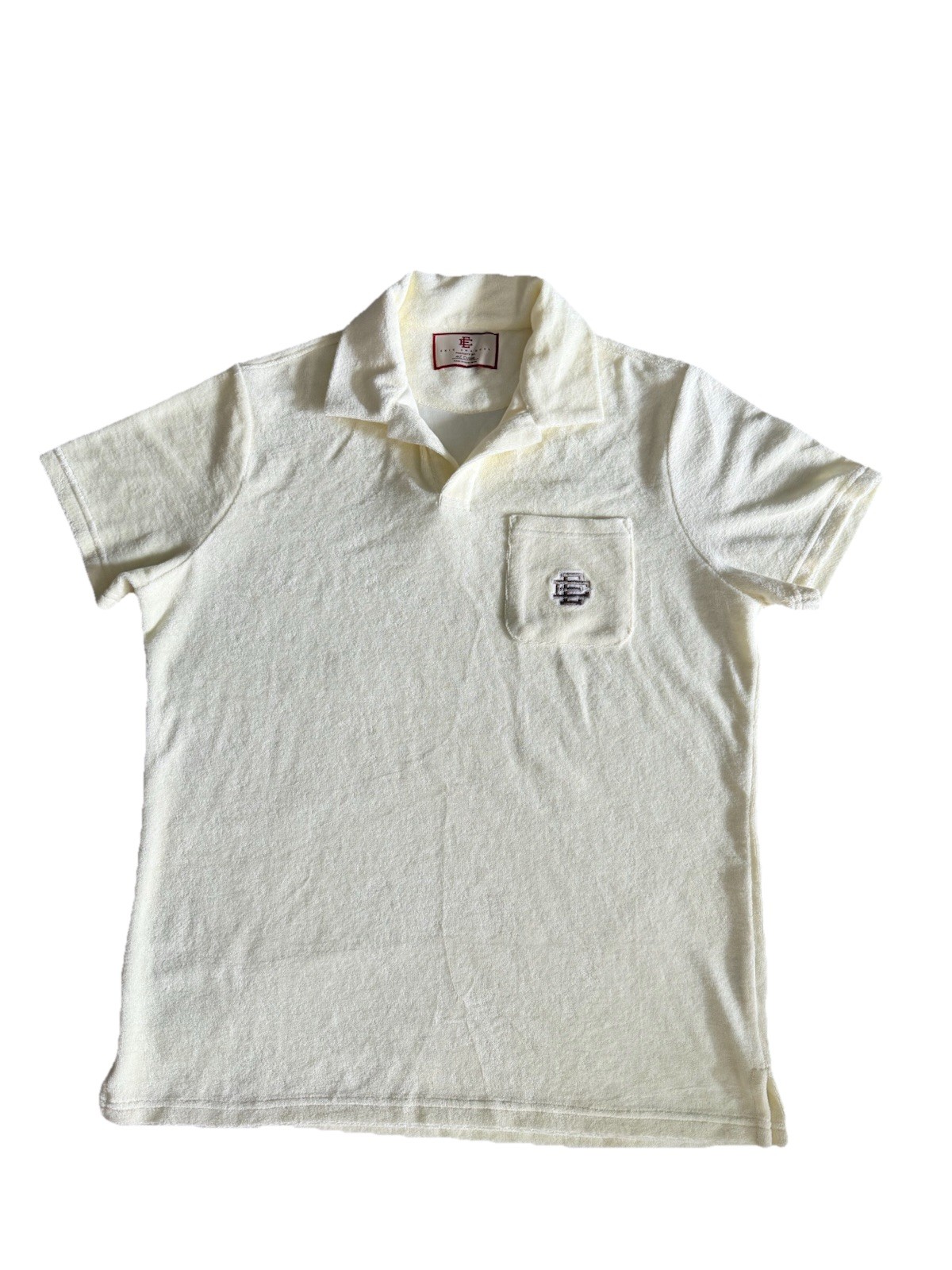 Eric Emanuel Cream Terry Cloth Polo Shirt Short Sleeve Size M