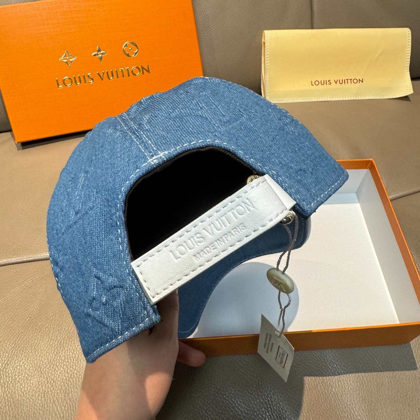 Moncler Blue Embossed Denim Baseball Cap M
