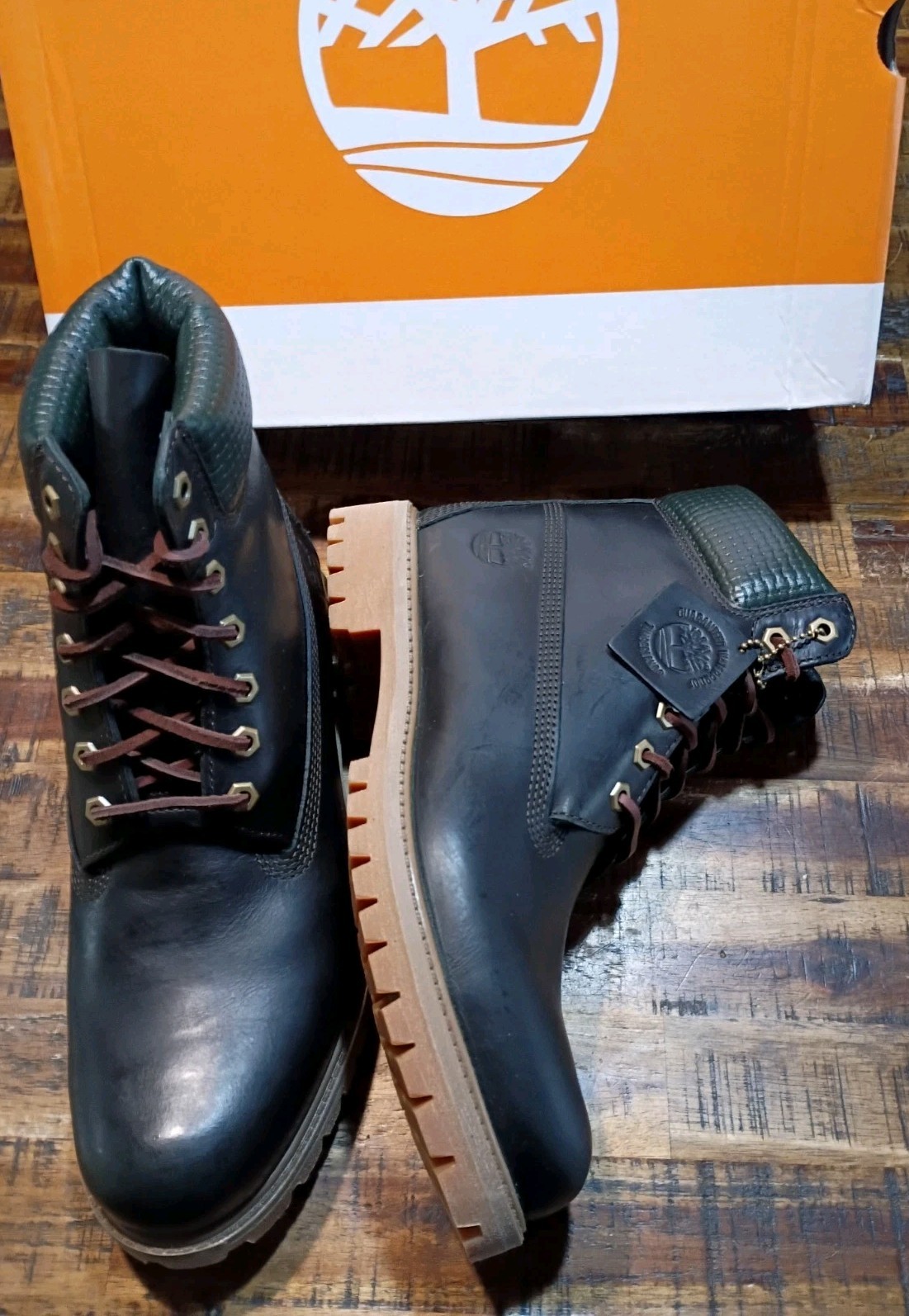Mens Timberland Premium 6 Waterproof BOOTS Dk. GREEN FULL GRAIN LEATHER Sz 8.5
