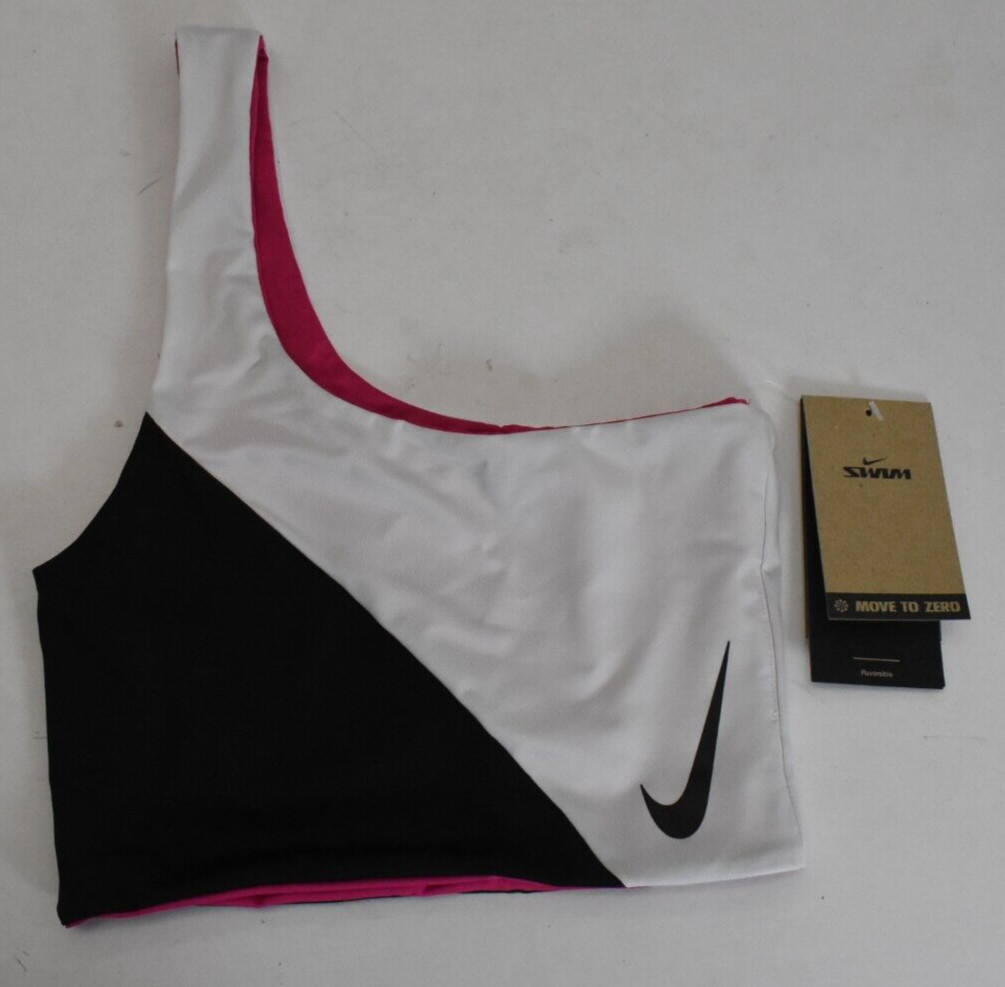 Nike Women’s Color Block 3-in-1 Reversible Bikini Top Black Pink White M $41