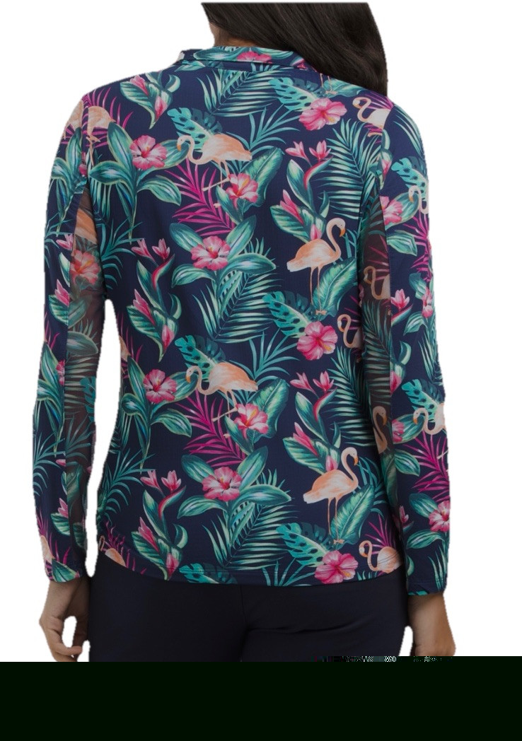 NWT IBKUL Golf Active 1/4 Zip Top Shirt M L XL Navy Tropical Long sleeve C7