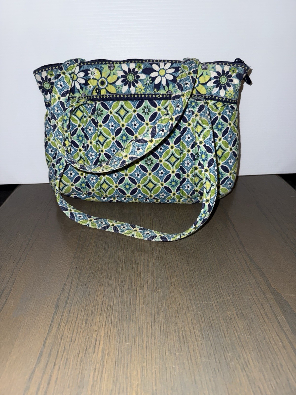 Vera Bradley Womens Large Quilted Bag Green And Blue Floral Design Excellent