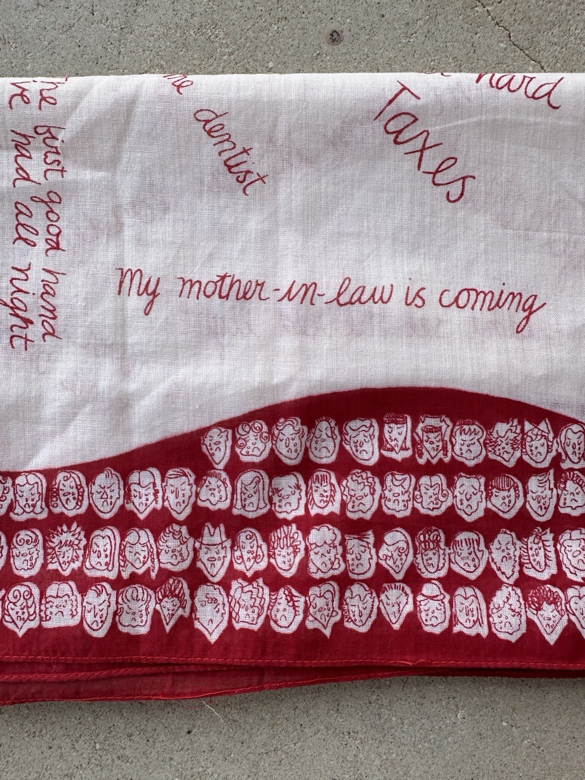 NOS 1950s Symphony ‘Crying Towel’ Novelty Political Bandana Humor Scarf Red VTG